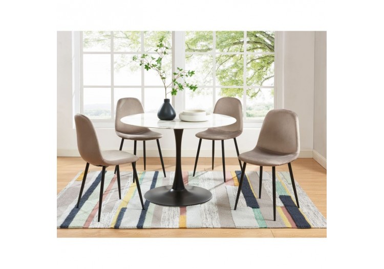 Lot de 4 chaises LENA velours taupe pieds métal noir 2