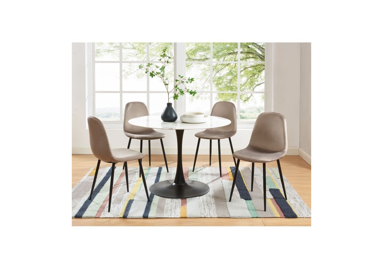 Lot de 4 chaises LENA velours taupe pieds métal noir