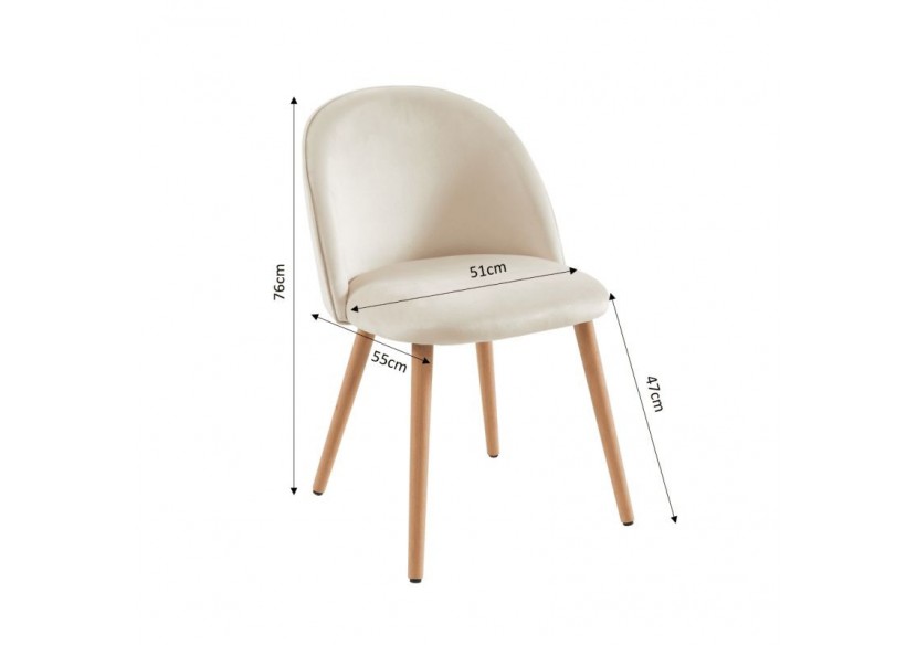 Lot de 2 chaises MACARON velours beige sable pieds hêtre massif