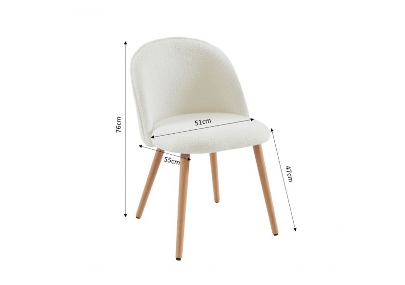 Lot de 2 chaises MACARON tissu bouclettes écru pieds hêtre massif Lot de 2 chaises MACARON tissu bouclettes écru pieds hêtre massif