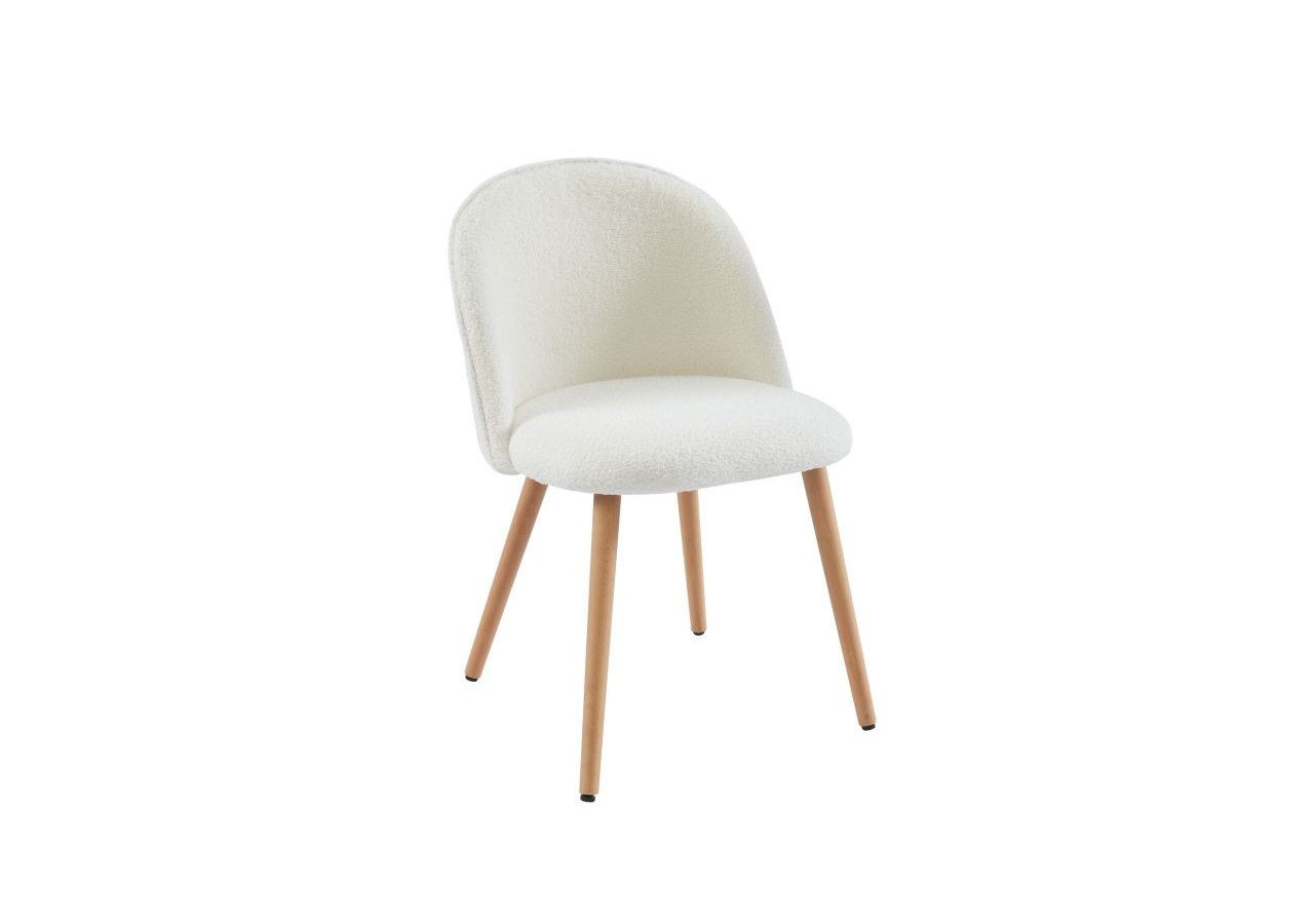 Lot de 2 chaises MACARON tissu bouclettes écru pieds hêtre massif