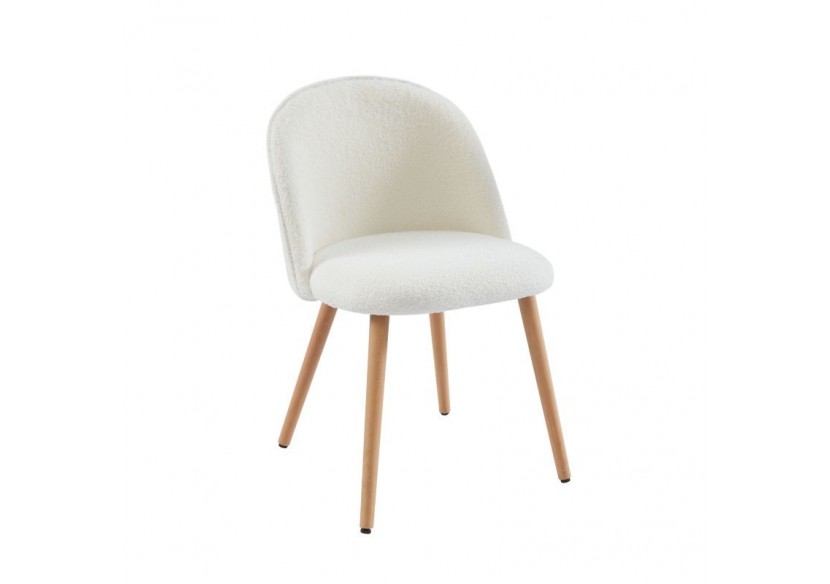 Lot de 2 chaises MACARON tissu bouclettes écru pieds hêtre massif Lot de 2 chaises MACARON tissu bouclettes écru pieds hêtre massif