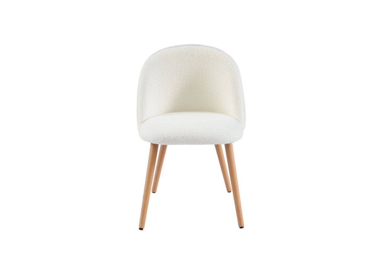 Lot de 2 chaises MACARON tissu bouclettes écru pieds hêtre massif