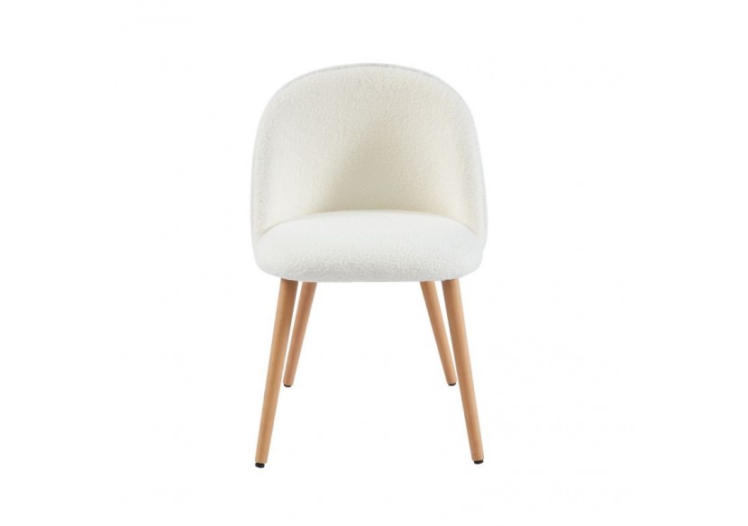 Lot de 2 chaises MACARON tissu bouclettes écru pieds hêtre massif Lot de 2 chaises MACARON tissu bouclettes écru pieds hêtre massif