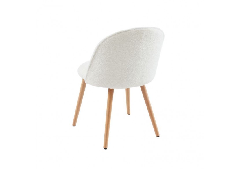 Lot de 2 chaises MACARON tissu bouclettes écru pieds hêtre massif Lot de 2 chaises MACARON tissu bouclettes écru pieds hêtre massif