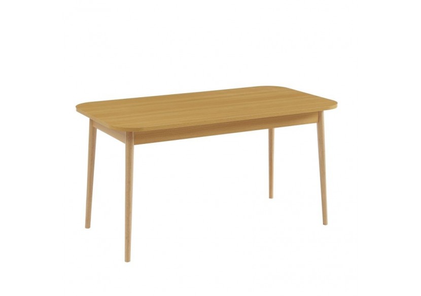 Ensemble repas MACARON effet chêne et velours beige 4 chaises