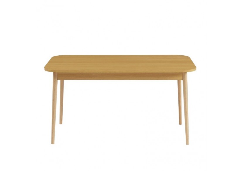 Ensemble repas MACARON effet chêne et velours beige 4 chaises