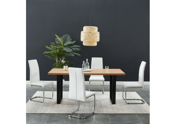 Lot de 2 chaises MARA simili blanc pieds métal chromé 2