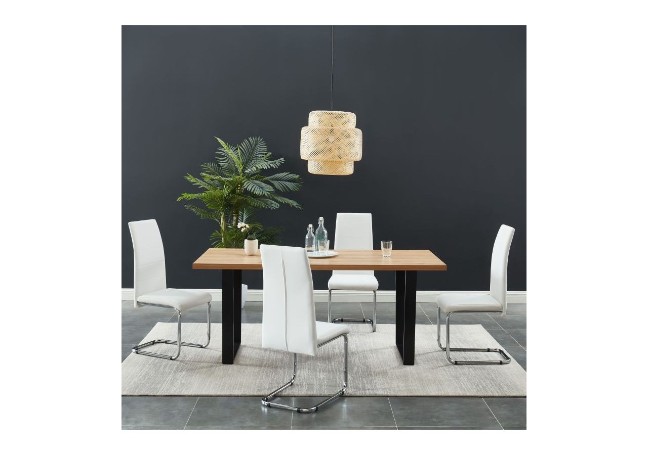 Lot de 2 chaises MARA simili blanc pieds métal chromé