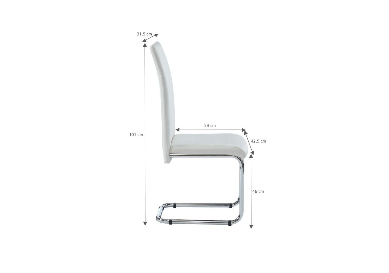 Lot de 2 chaises MARA simili blanc pieds métal chromé