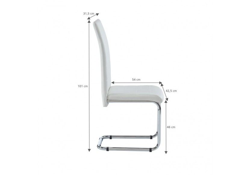 Lot de 2 chaises MARA simili blanc pieds métal chromé