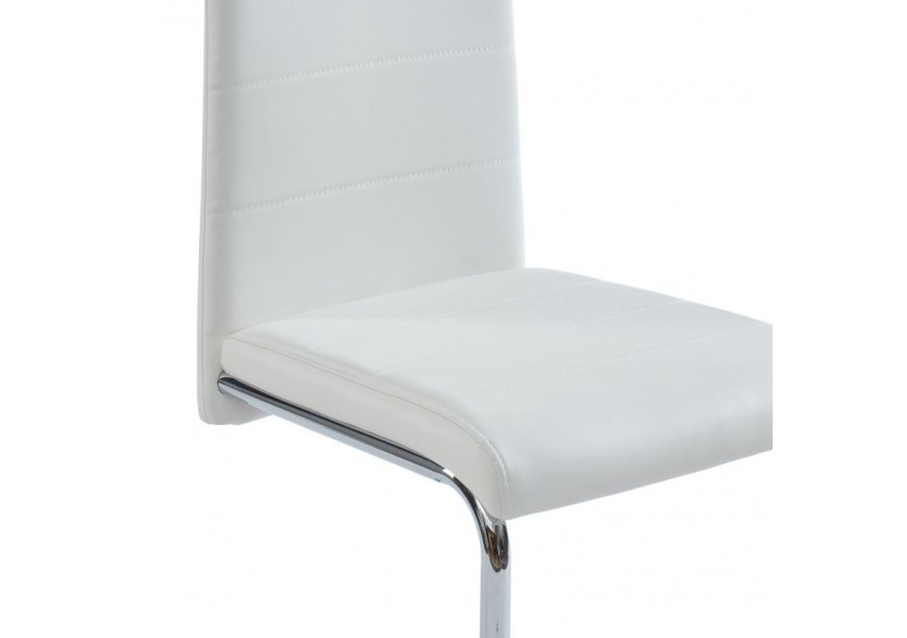 Lot de 2 chaises MARA simili blanc pieds métal chromé