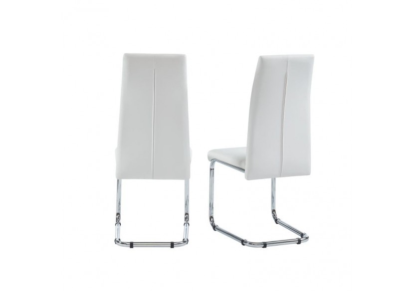 Lot de 2 chaises MARA simili blanc pieds métal chromé