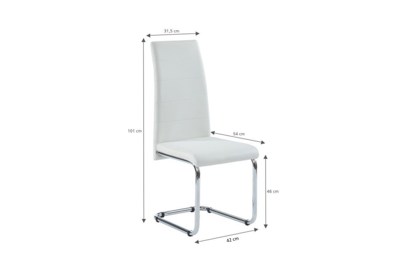 Lot de 2 chaises MARA simili blanc pieds métal chromé