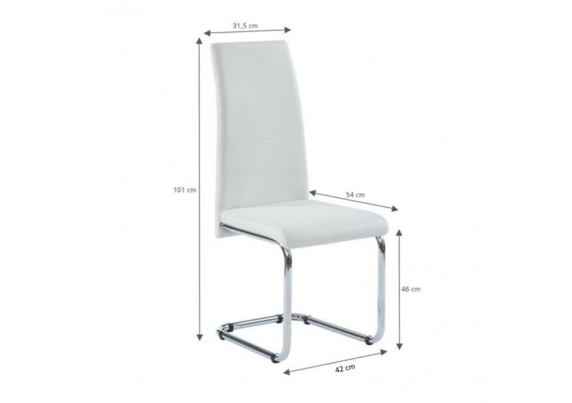 Lot de 2 chaises MARA simili blanc pieds métal chromé