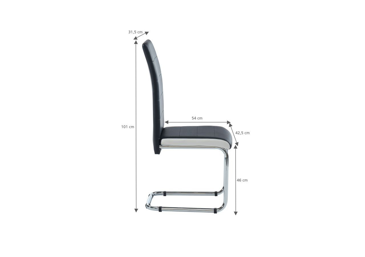 Lot de 2 chaises MARA simili noir et blanc pieds métal chromé