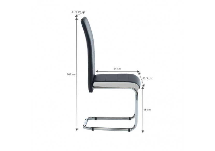 Lot de 2 chaises MARA simili noir et blanc pieds métal chromé