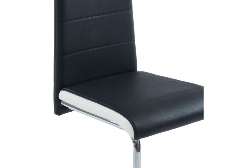 Lot de 2 chaises MARA simili noir et blanc pieds métal chromé