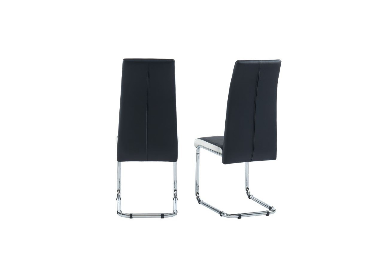 Lot de 2 chaises MARA simili noir et blanc pieds métal chromé