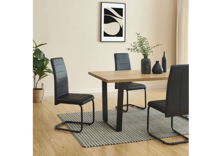 Lot de 2 chaises MARA simili noir pieds métal noir 2