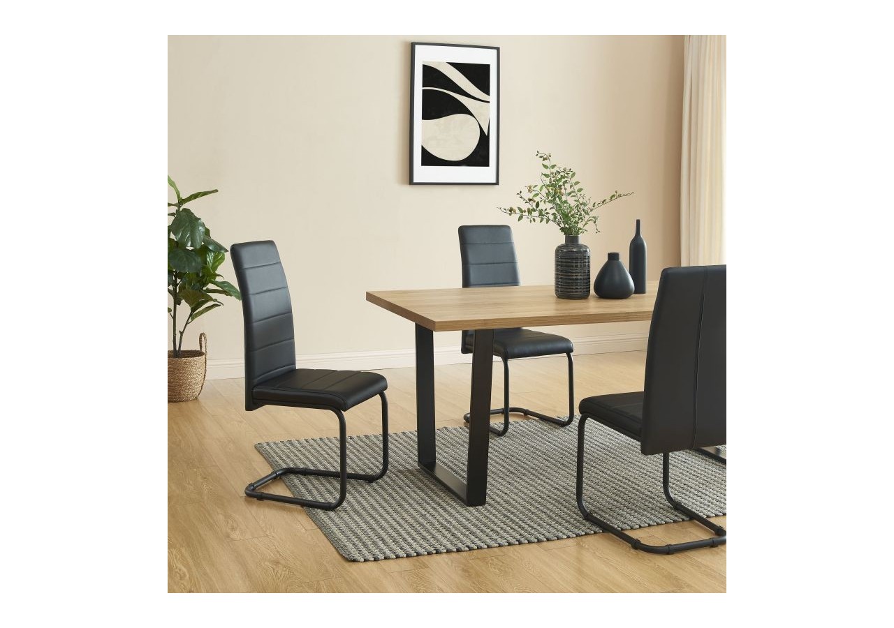 Lot de 2 chaises MARA simili noir pieds métal noir