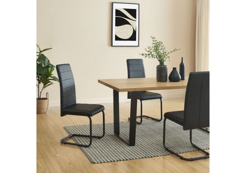 Lot de 2 chaises MARA simili noir pieds métal noir