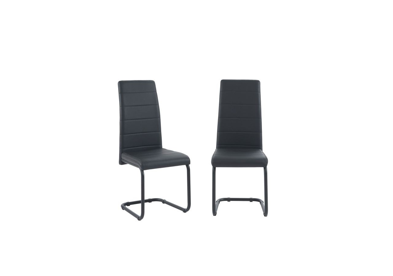 Lot de 2 chaises MARA simili noir pieds métal noir
