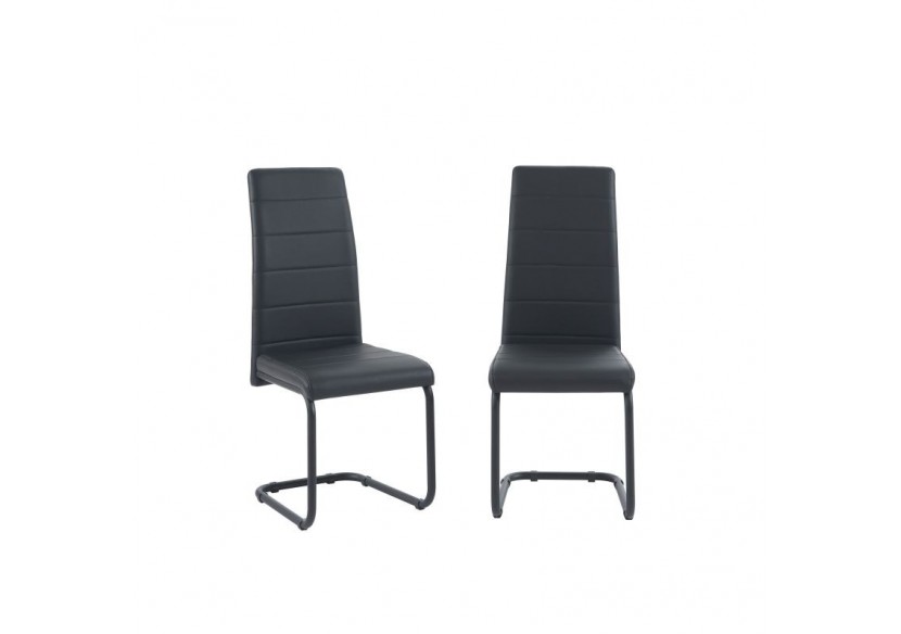 Lot de 2 chaises MARA simili noir pieds métal noir