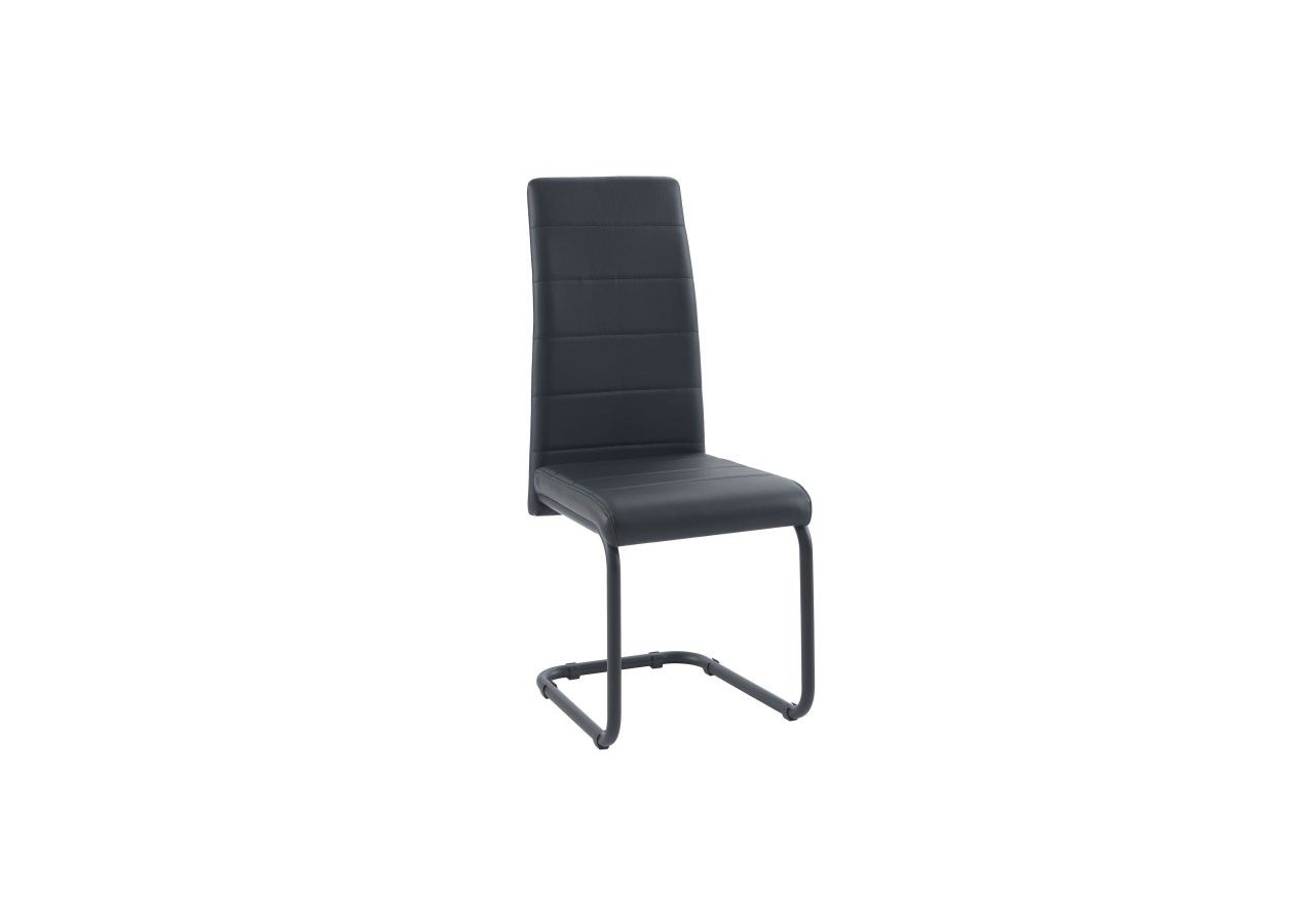 Lot de 2 chaises MARA simili noir pieds métal noir
