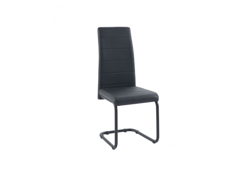 Lot de 2 chaises MARA simili noir pieds métal noir