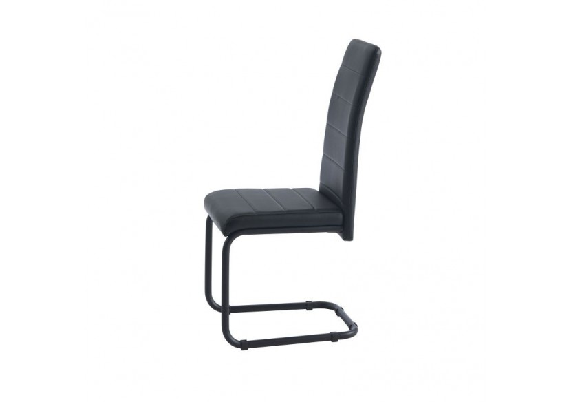 Lot de 2 chaises MARA simili noir pieds métal noir