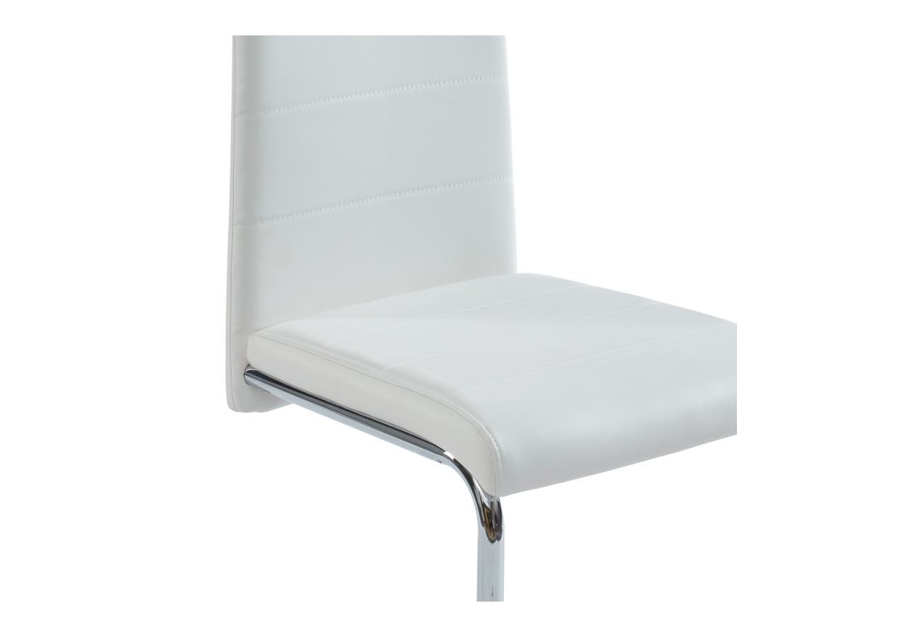 Lot de 4 chaises MARA simili blanc pieds métal chromé