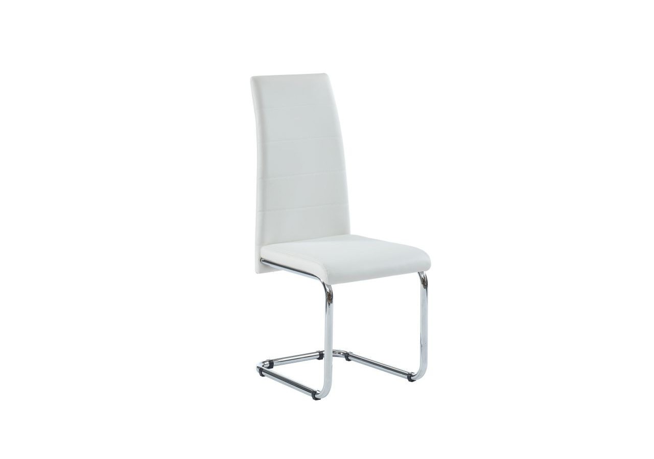 Lot de 4 chaises MARA simili blanc pieds métal chromé