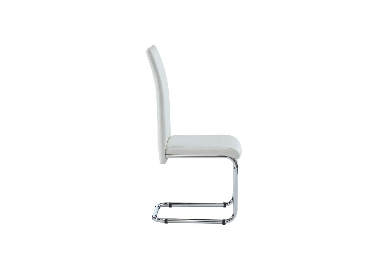 Lot de 4 chaises MARA simili blanc pieds métal chromé