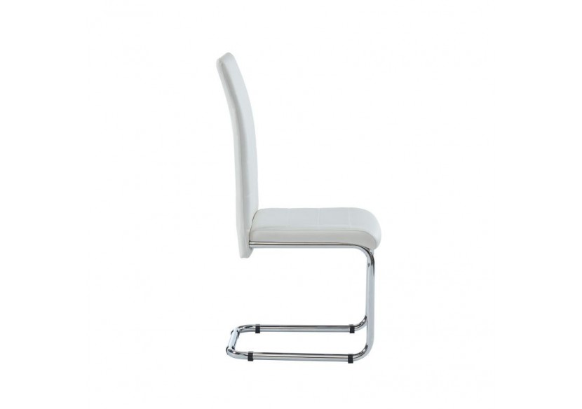 Lot de 4 chaises MARA simili blanc pieds métal chromé