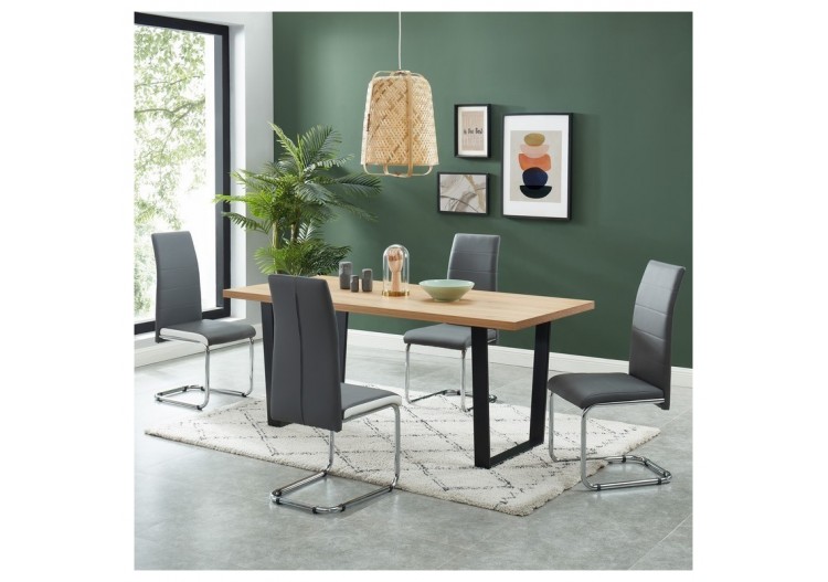 Lot de 4 chaises MARA simili gris et blanc pieds métal chromé 2