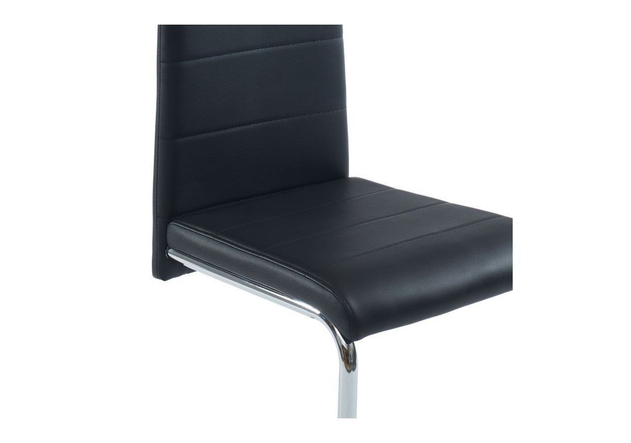 Lot de 4 chaises MARA simili noir pieds métal chromé