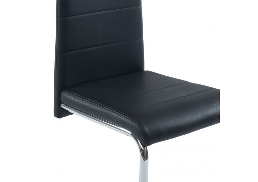 Lot de 4 chaises MARA simili noir pieds métal chromé