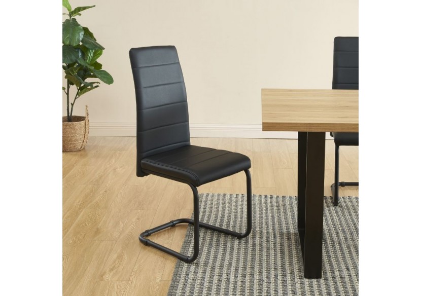 Lot de 4 chaises MARA simili noir pieds métal noir