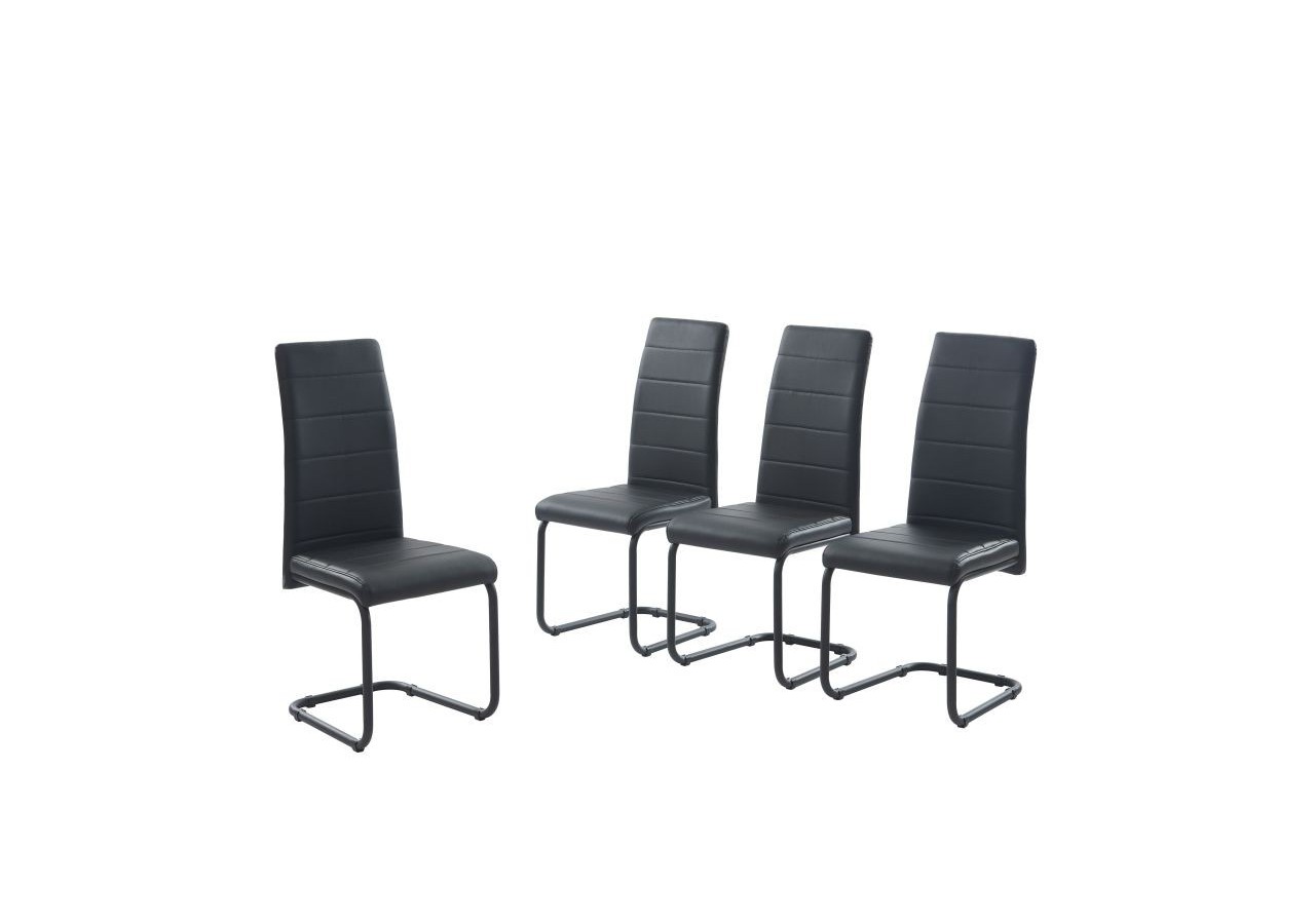 Lot de 4 chaises MARA simili noir pieds métal noir