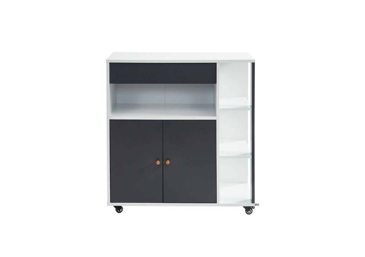 Desserte de cuisine MAX blanc et gris anthracite 80cm à roulettes