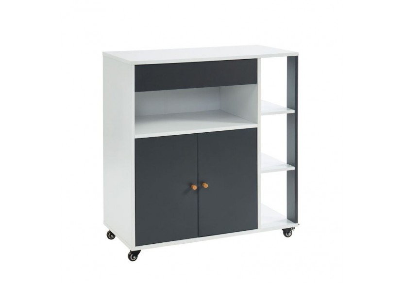 Desserte de cuisine MAX blanc et gris anthracite 80cm à roulettes