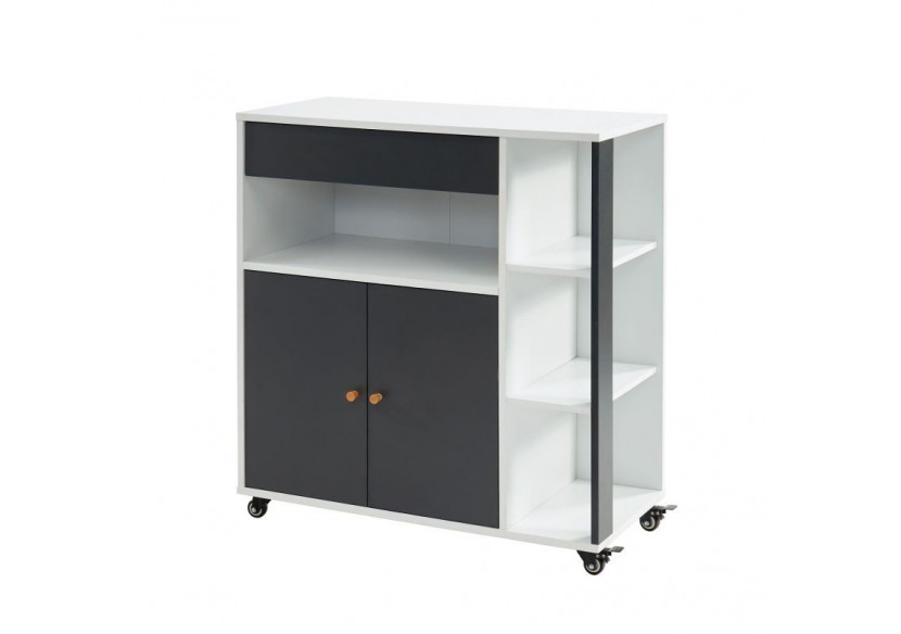 Desserte de cuisine MAX blanc et gris anthracite 80cm à roulettes