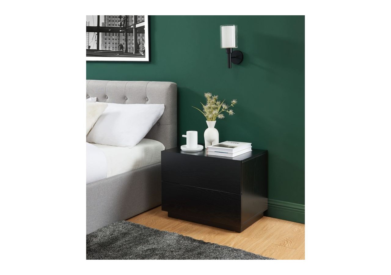 Table de chevet à led MORPHEE noire 2 tiroirs