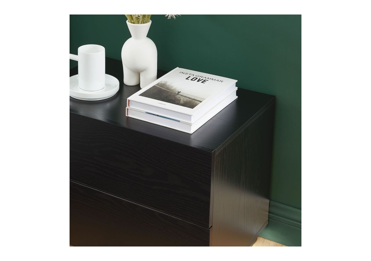 Table de chevet à led MORPHEE noire 2 tiroirs