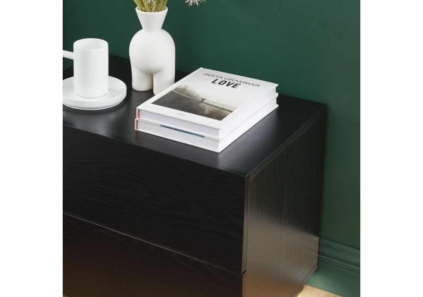 Table de chevet à led MORPHEE noire 2 tiroirs