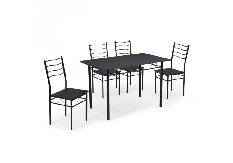 Ensemble repas NINA noir 4 personnes 120cm