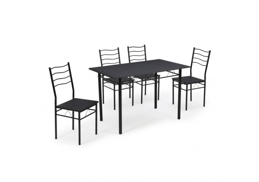 Ensemble repas NINA noir 4 personnes 120cm