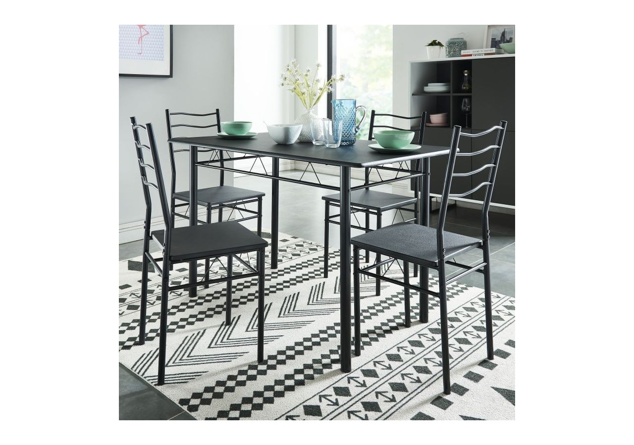Ensemble repas NINA noir 4 personnes 120cm
