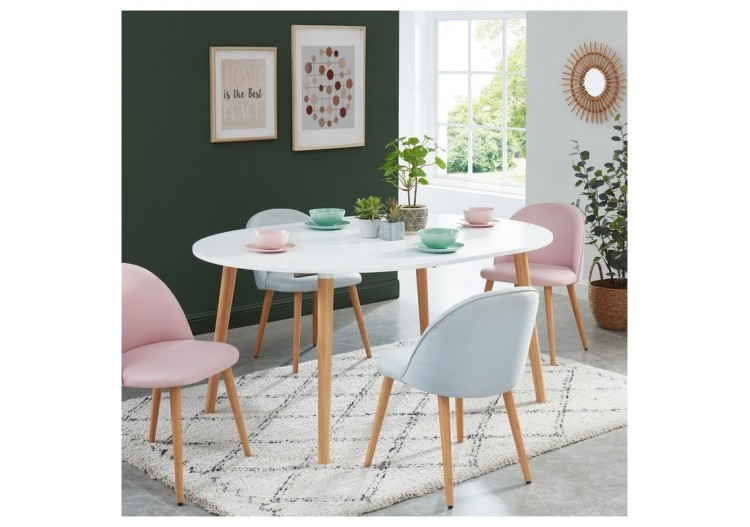 Table extensible ORACLE laqué blanc mat pieds en bois massif 120-160cm 2